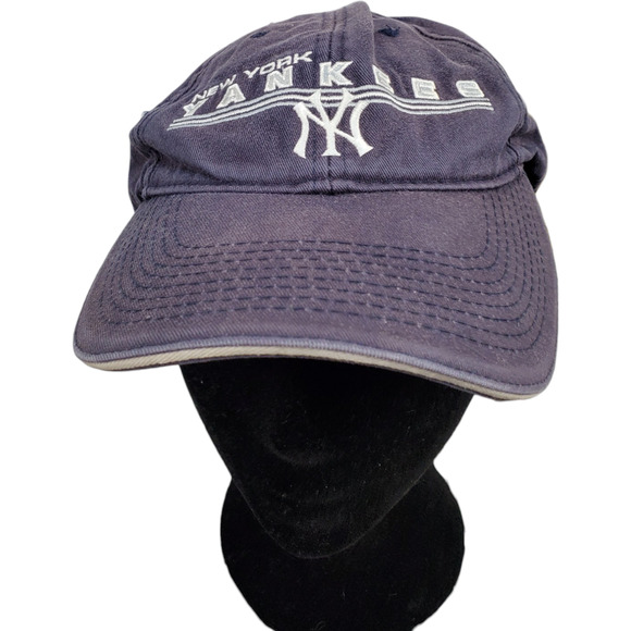 New‎ York Yankees Baseball Hat Mens Navy Logo MLB Baseball Sports Hook & Loop - Picture 1 of 10